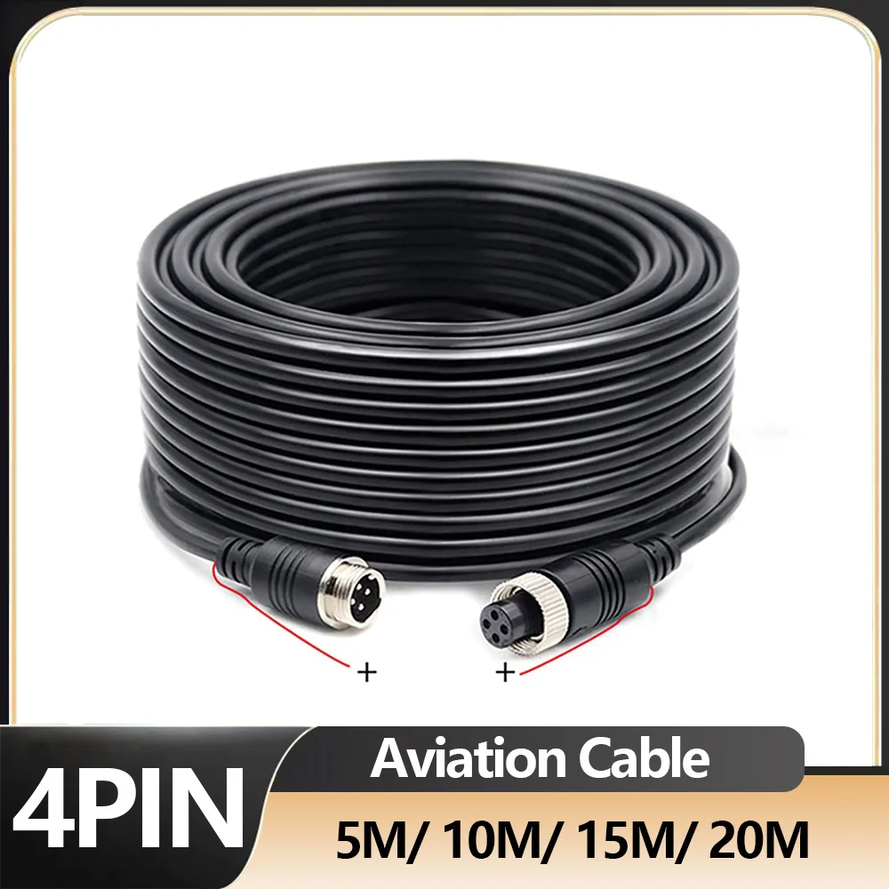 5M/15M/20M 4 PIN Aviation Connector Cable Waterproof Extension Video and Audio Cable for Vehicle CCTV Camera and Car Monitor