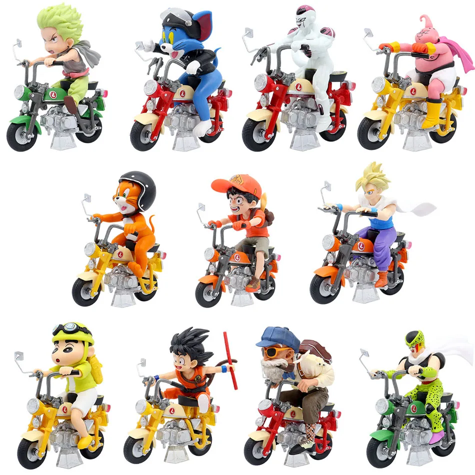 Dragon Ball Z Motorcycle Figure Tom and Jerry Crayon Shin-chan PVC Toys Goku Frieza Cell Roshi for Children Collector