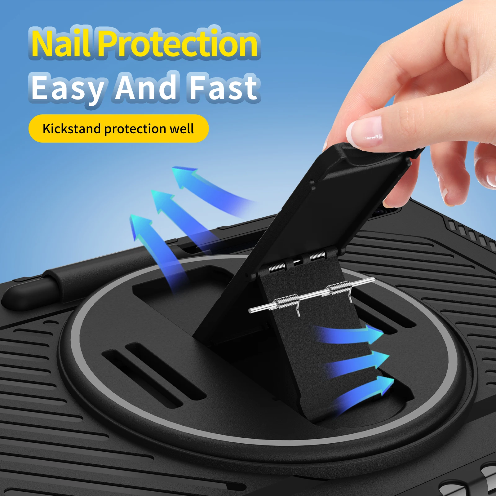 Armor Case For Samsung Galaxy Tab S9FE S7 S8 S9 11inch Tablet Cover Stand Protector funda para Kids with 360 rotation Handstrap