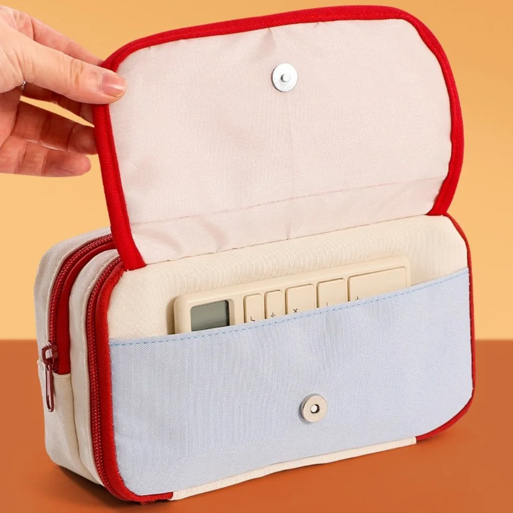 Aesthetic 9 Layers Pencil Case Zipper Bear Large Capacity Pencil Bag Portable with Curriculum Schedule Stationery Storage Bag