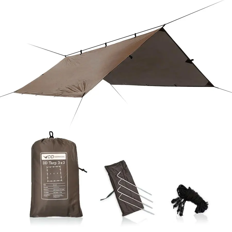 

DD Tarp 3x3 Coyote Brown 10ft x 10ft 100 Waterproof Lightweight amp Multifunctional Rainfly Tarp Tent Shelter for Camping amp Tr