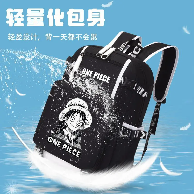 One Piece New Cartoon Student Schoolbag Shoulder Pad Cute Waterproof Stain-Resistant Large Capacity Casual Backpack