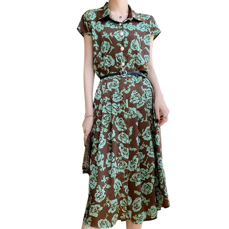 Satyna octanowa Ne Dr Damska Nowa Sportowa Spódnica A-Line z Wyszczuplającym Pasem Ele Letnia Długa Spódnica z Kwiatowym Nadrukiem