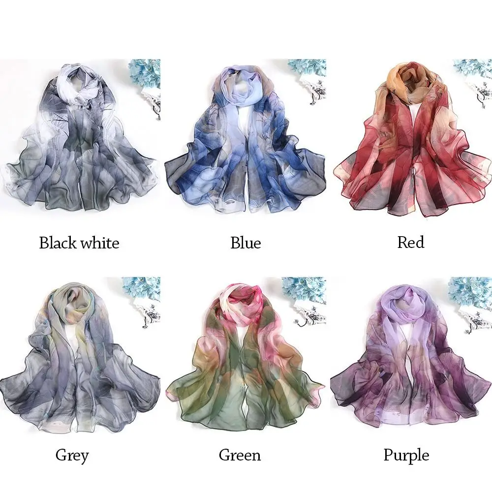 

Летний шелковый шарф с вышивкой, дышащий солнцезащитный пляжный платок, шелковый гладкий солнцезащитный хиджаб для женщин