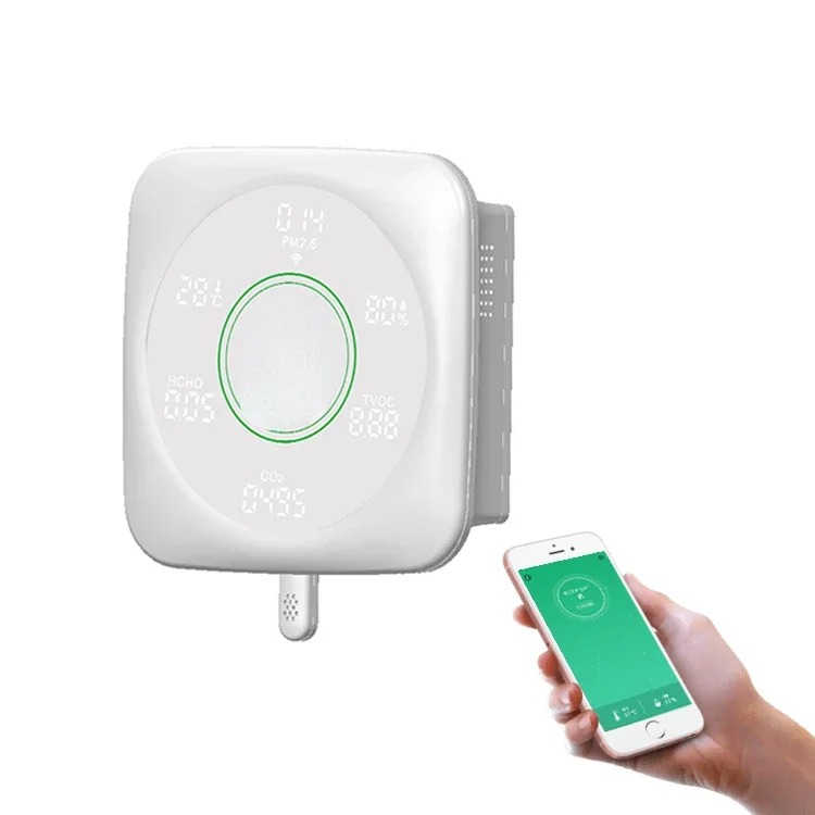 Hot  Mounted Indoor Air Quality Sensors 8 in 1 Wifi Zigbee Carbon Dioxide Detector CO2 Meter Air Quality Monitor Pm2.5 Detector