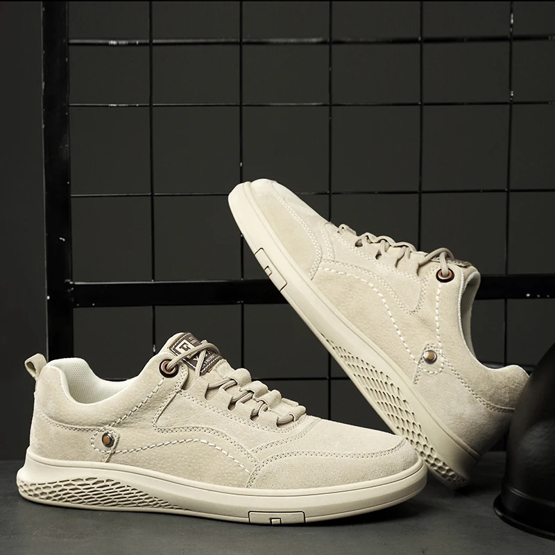 

Sunlight Fashion Men Young Design Comfortable Soft Outdoor Tennis Badminton Non-slip Genuine Leather Sports Leisure Oxford Shoes