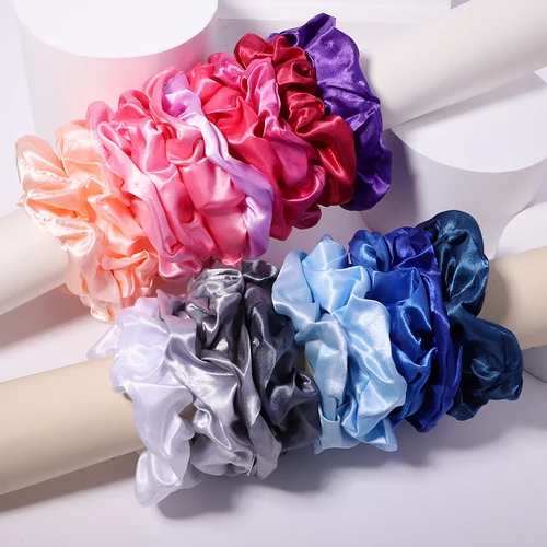 Imagen 1 del producto 3,9 pulgadas mujeres Multicolor seda Scrunchie elástico hecho a mano banda para el cabello Cola de Caballo titular adulto diadema accesorios para el cabello