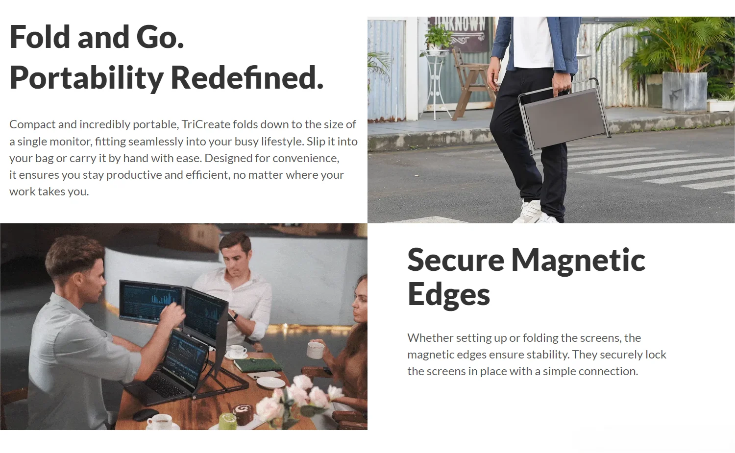 

Портативный монитор TriCreate Lite с тремя экранами, 14 дюймов, IPS-панель, интерфейс USB Type-C, светодиодная подсветка, модель 2026 года, хит продаж