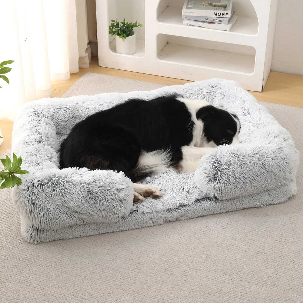 

Large Dog Bed Dog Plush Pet Bed Winter Thickened Pad Dog Sleeping Bed Sofa Removable Pad Dog Small Large Dog square kennel