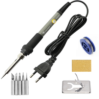 Soldering Iron EU US Plug 110V 220V 60W Thermostatic Electric Mini Solder Iron Station With 5pcs Soldering Tip Solder Wire