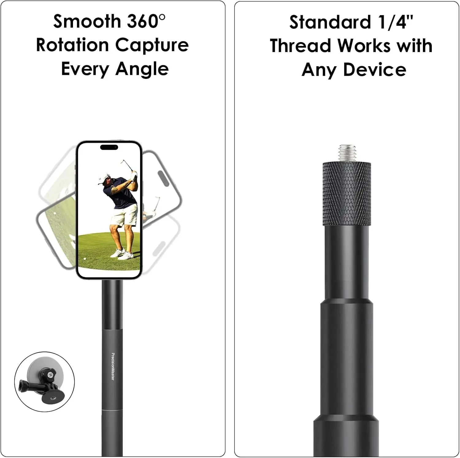 Metalowy Magnetyczny Statyw Golfowy Teleskopowy Magnetyczny Selfie Stick Monopod do Treningu Golfa Pomoc w Nagrywaniu Swingu dla iPhone'a z Magsafe — zdjęcie produktu 5