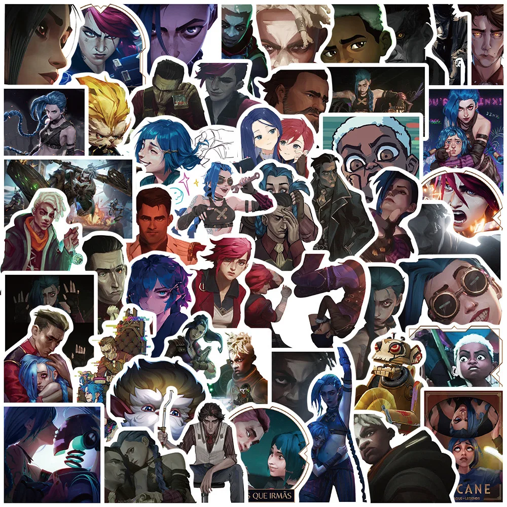 50pcs Anime LOL: Arcane‌ Graffiti Stickers Luggage Guitar Car Notebook Water Cup Decoration Stickers