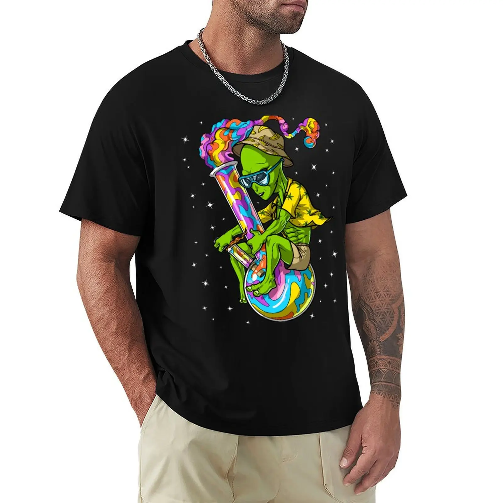 Alien Stoner Weed Bong Trip T-Shirt man t shirt designer T-Shirt