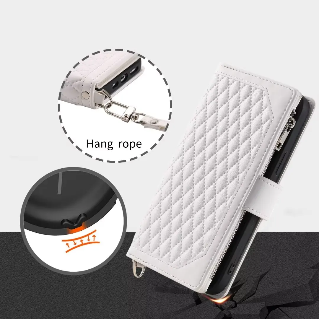 Fashion Zipper Wallet Case For Xiaomi Mi 12X Flip Cover Multi Card Slots Cover Phone Case Card Slot Folio with Wrist Strap