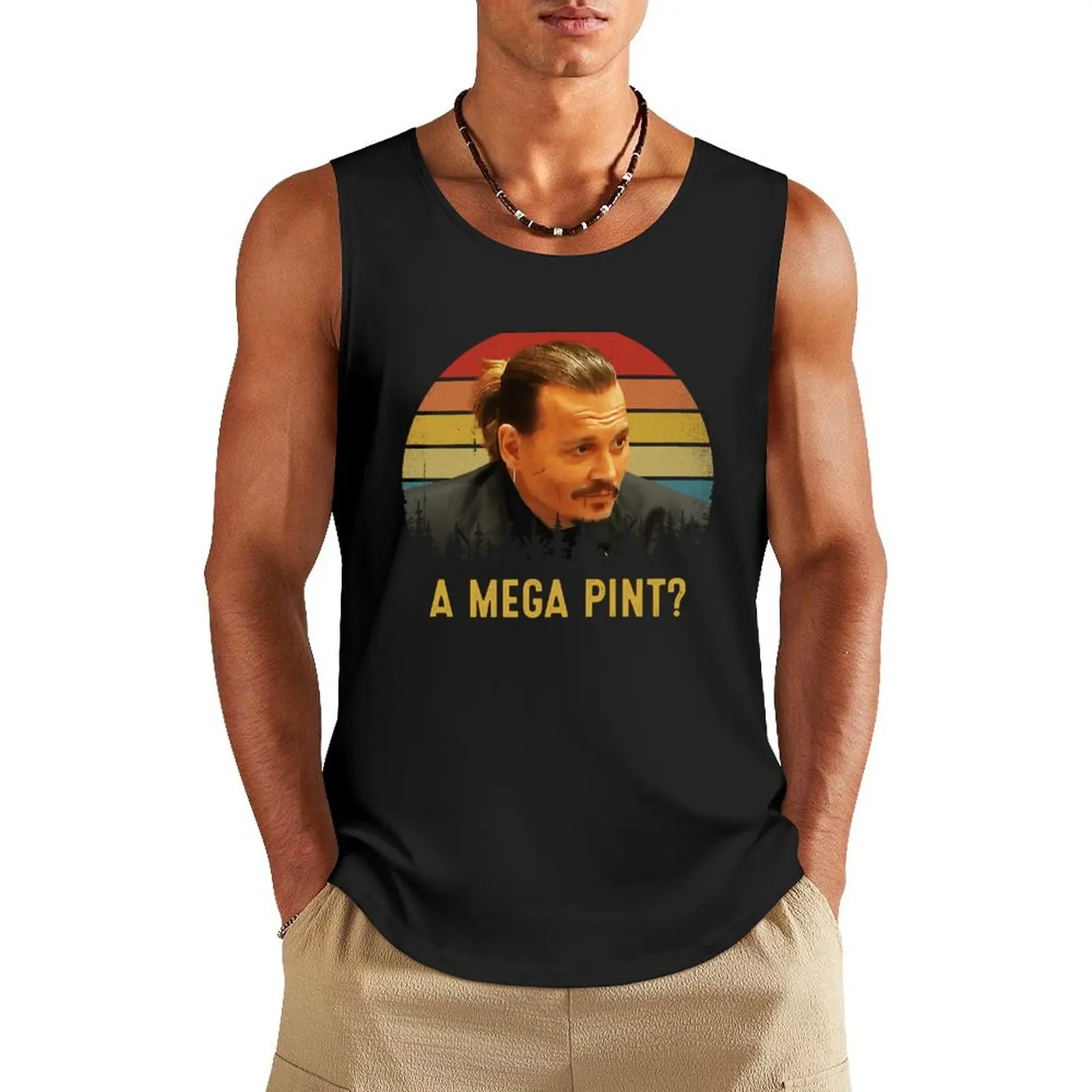 A Mega Pint Funny Johnny Depp Tank Top T-shirts men vest men Men's cotton t-shirt