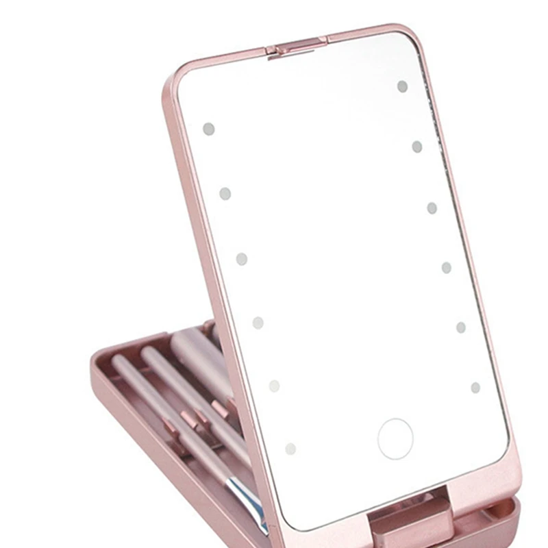 Specchio specchio per il trucco portatile con scatola portaoggetti a 5 pennelli LED Touch specchio per il trucco portatile con scatola di immagazzinaggio a una faccia