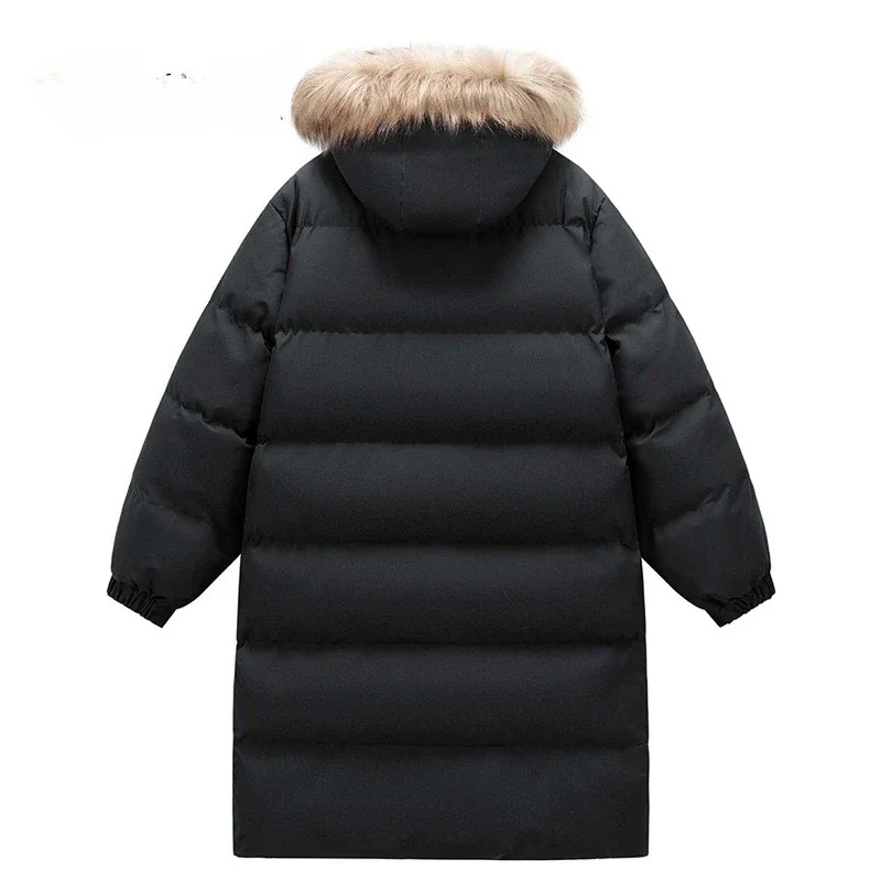 2025 зимняя модная мужская простая базовая однотонная повседневная модная длинная куртка с длинным рукавом, свободная мужская одежда с меховым воротником, парки, топы