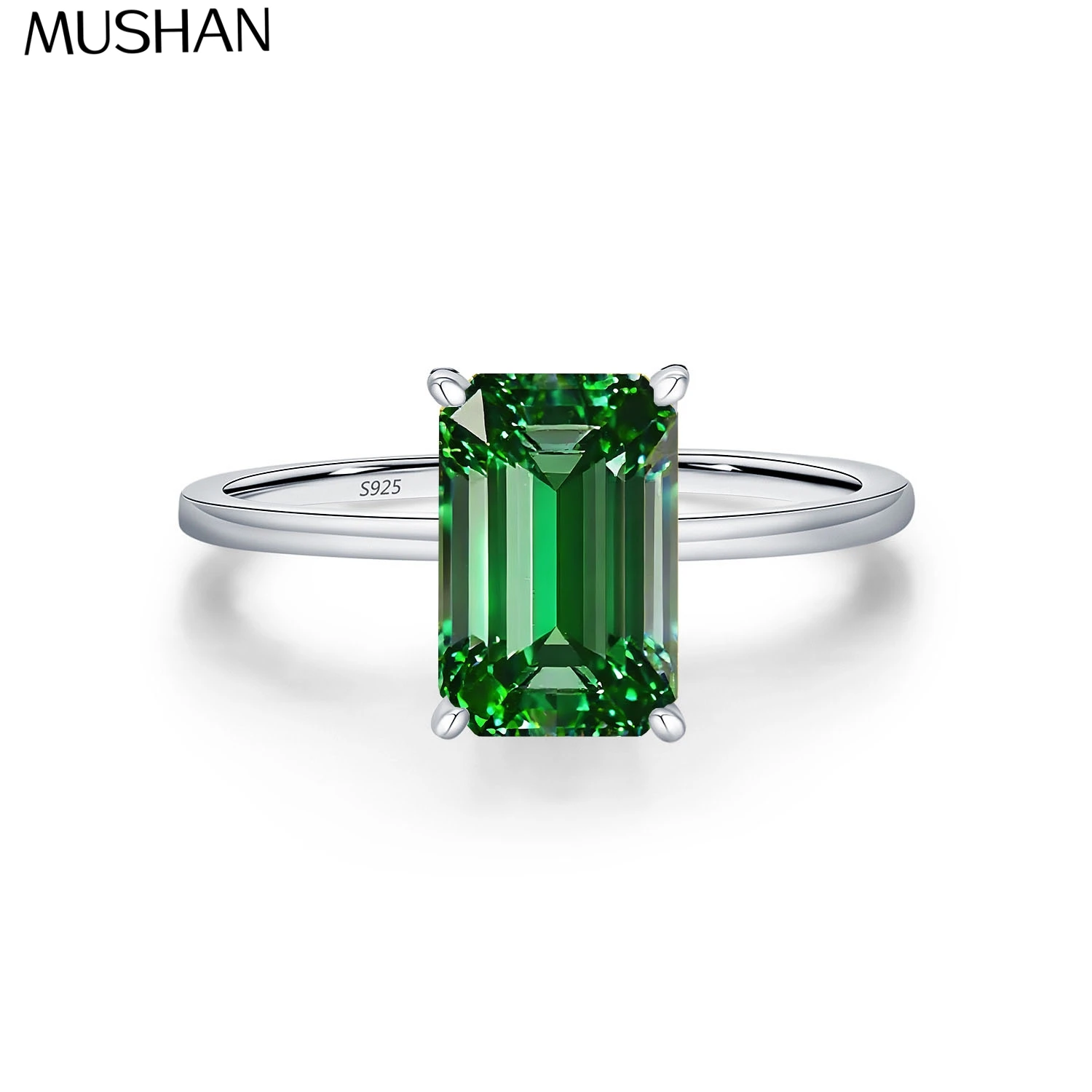 

MuShan Designer Jewelry 925 Sterling Silver Ring Lab Grown Green Emerald Marquise Classic Ring for Women 18K Gold Plated Rings