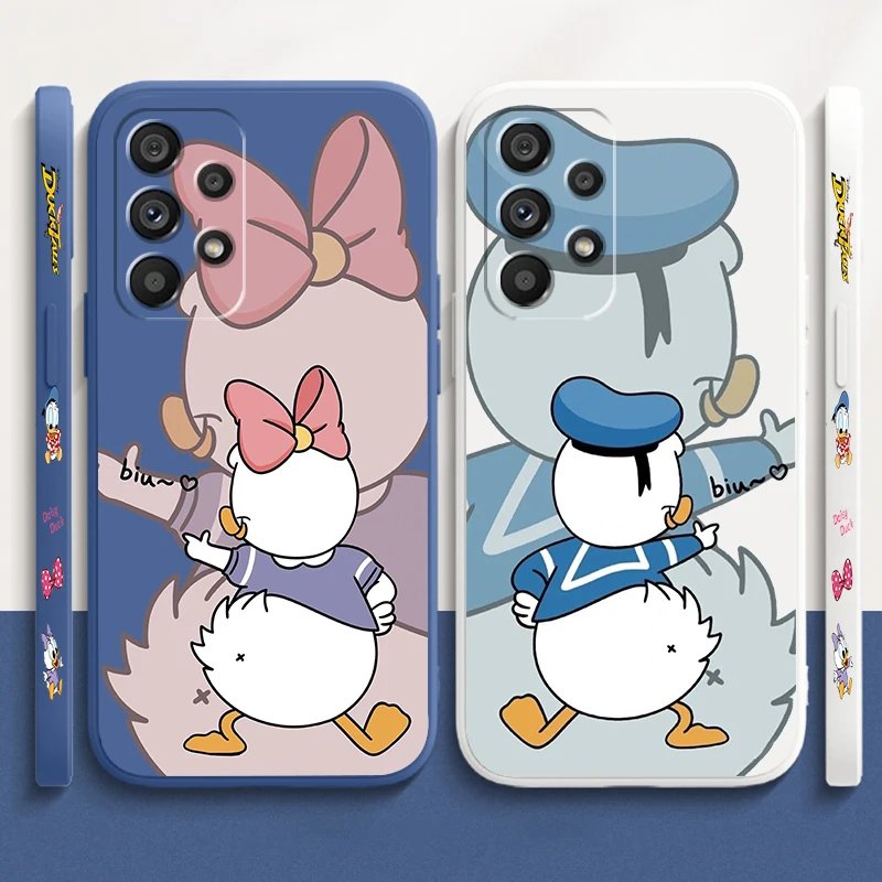 Disney Donald Duck Cute Art Liquid Left Rope For Samsung A53 A52 S A33 A32 A51 A71 A21S A13 A73 A50 A72 A23 A12 5G TPU