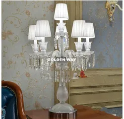 Modern Table Lamp D50cm H70cm K9 Crystal Deco Crystal Table Lamp Luxury Lustre De Cristal Table Lamp Floor Lamp Bedside Lighting