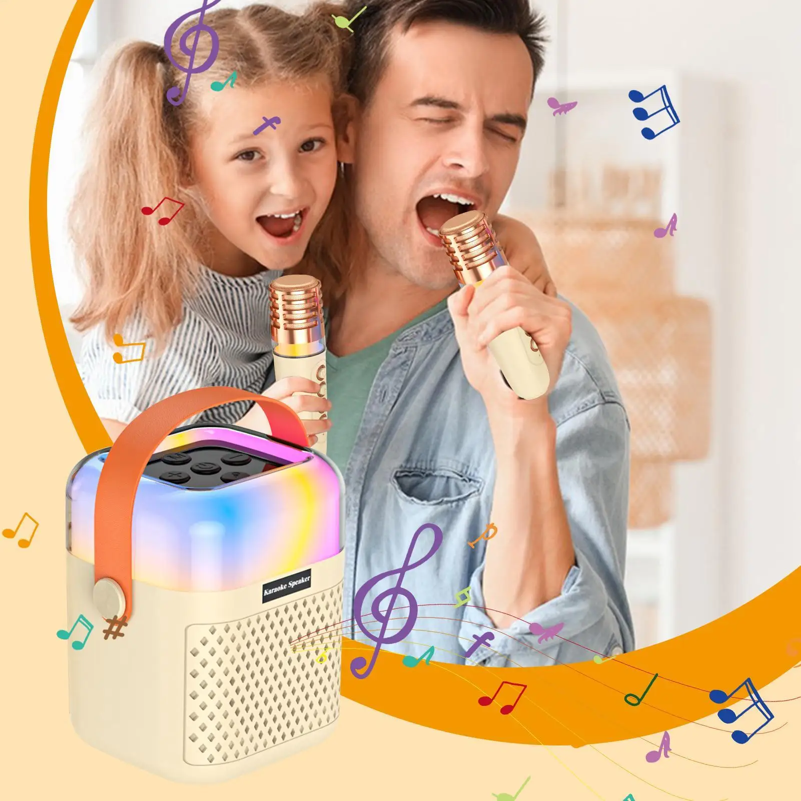 Macchina per karaoke Altoparlante per canto wireless per bambini con 2 microfoni Macchina per karaoke Giocattolo per riunioni di feste all'aperto nel cortile nel patio