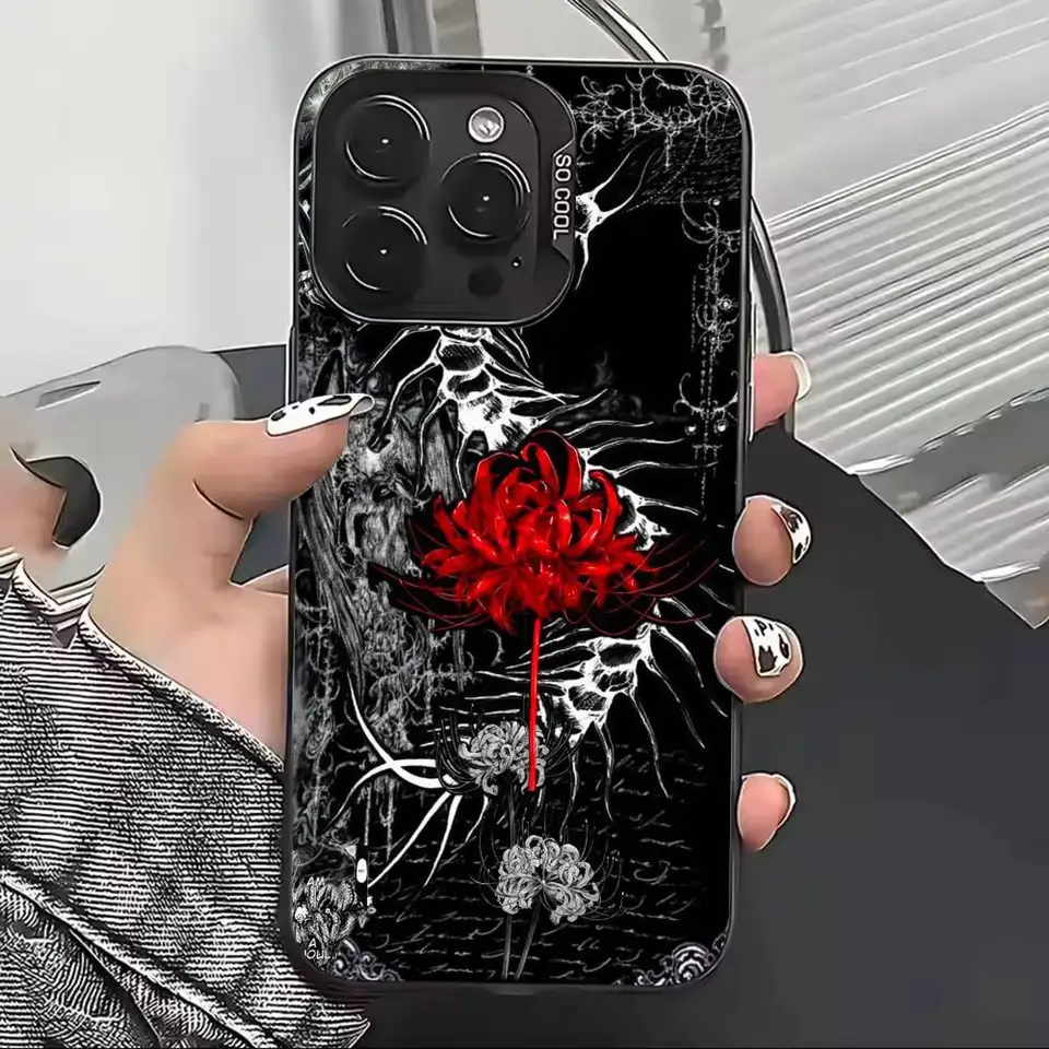 Funda de Teléfono Tokyo G-Ghoul 12Red s-spider lily-y para iPhone 17,16,15,14,13,12,11Plus,Pro Max,XS, Interior Plateado 2