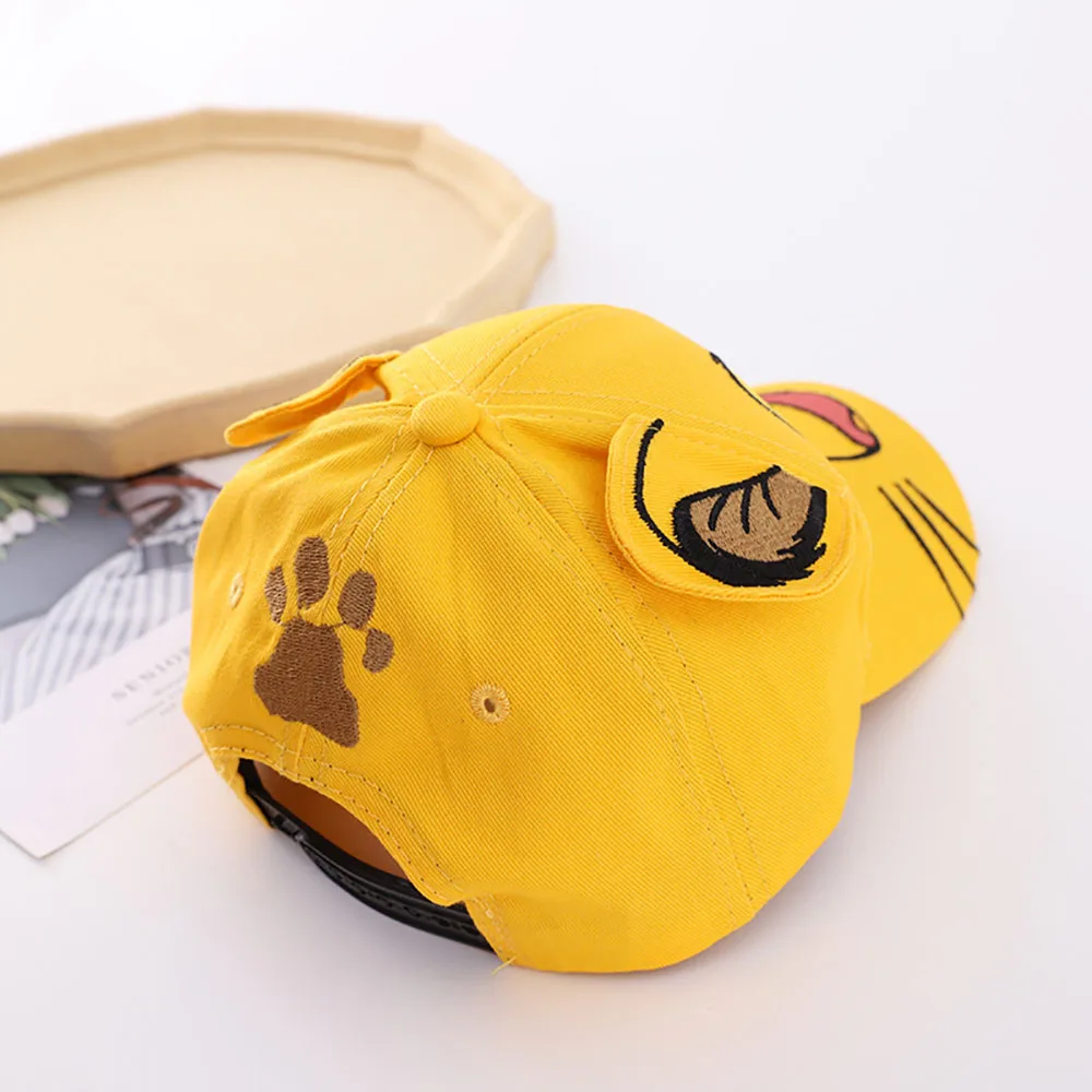 Disney Baseball Caps Cartoon Lion Kids Hat Spring Autumn Kawaii Ears Boys Girls Sun Visor Hat Baby Fashion Outdoor Snapback Caps