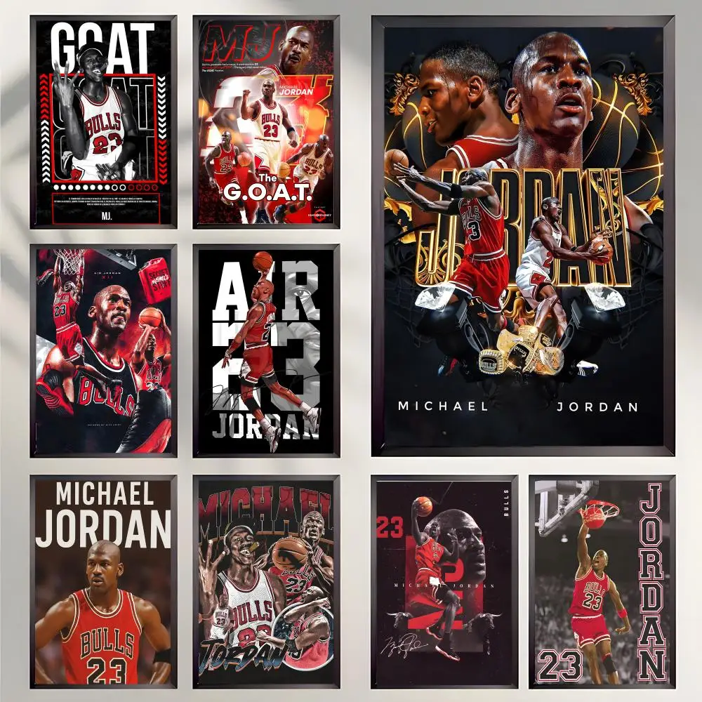 Athlete Michael Jordan Poster Self-adhesive Art Waterproof Paper Sticker Coffee House Bar Room Wall Decor