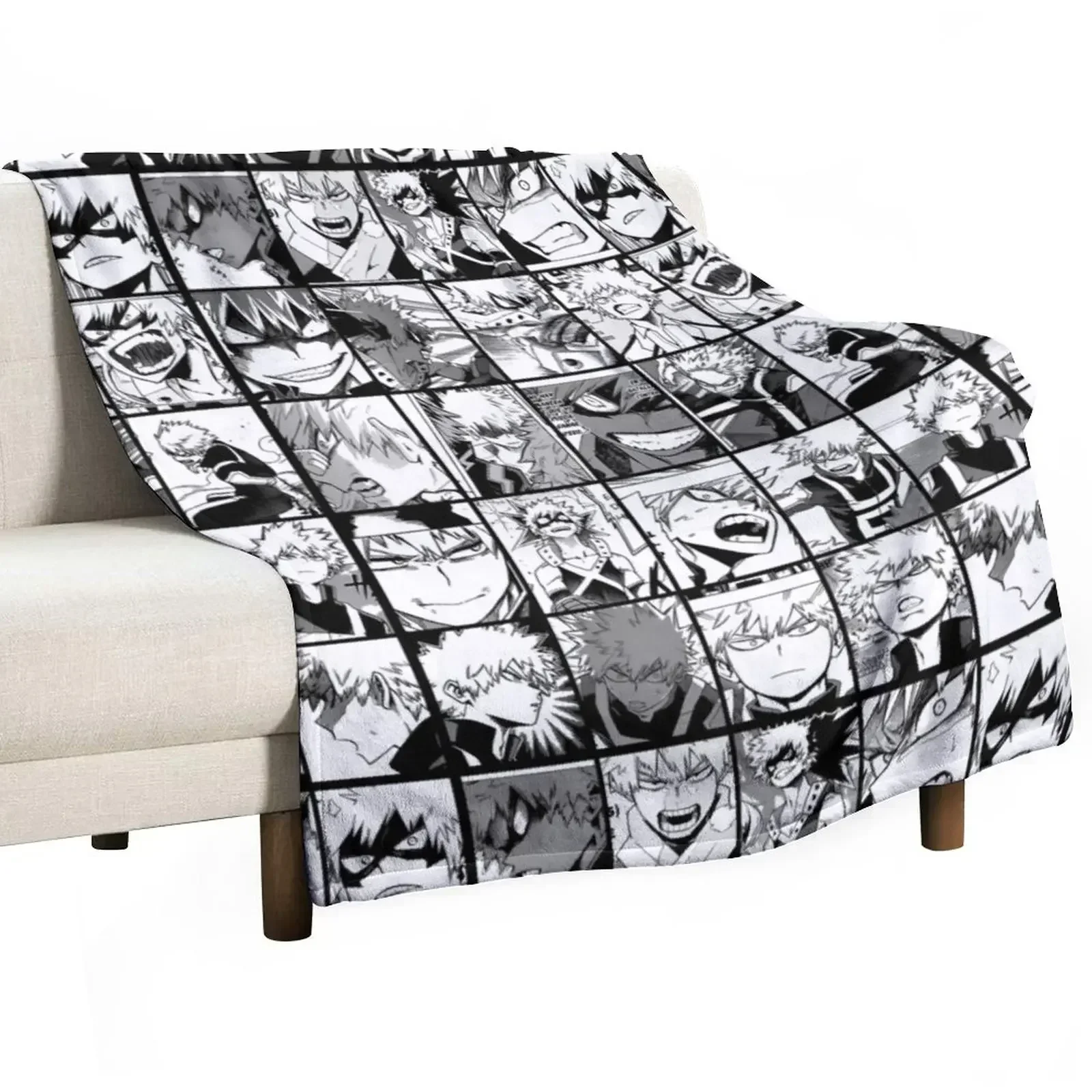 

Bakugo Katsuki- collage black and white version Throw Blanket blankets ands Sofa Throw Stuffeds Furrys Blankets