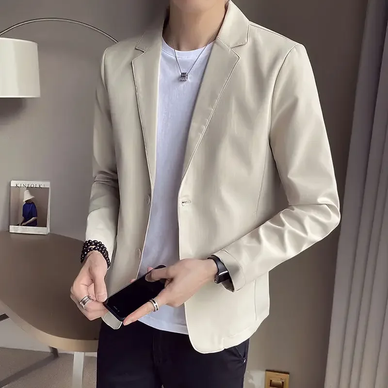 Party Men\'s Suit Jackets Khaki Cropped Male Blazer Short Coat Fashion 2024 Spring Clothes Elegant High Quality Classic Casual