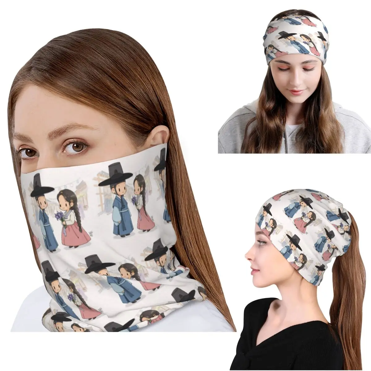 Bandana, cache-cou, écharpe, bandeau, bonnet unisexe pour adulte respirant, motif série TV populaire Love Couple Bon Appetit Your Majesty