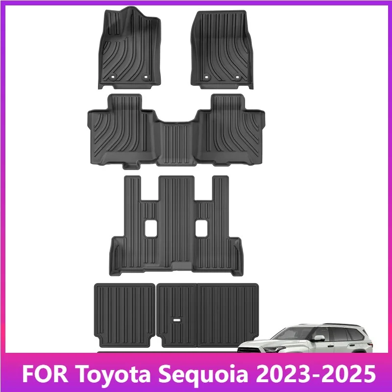 

Коврики для Toyota Sequoia 2023 2024 2025 TPE 3D Автомобильные коврики Аксессуары для багажника Коврик для ног Водонепроницаемый поднос без запаха