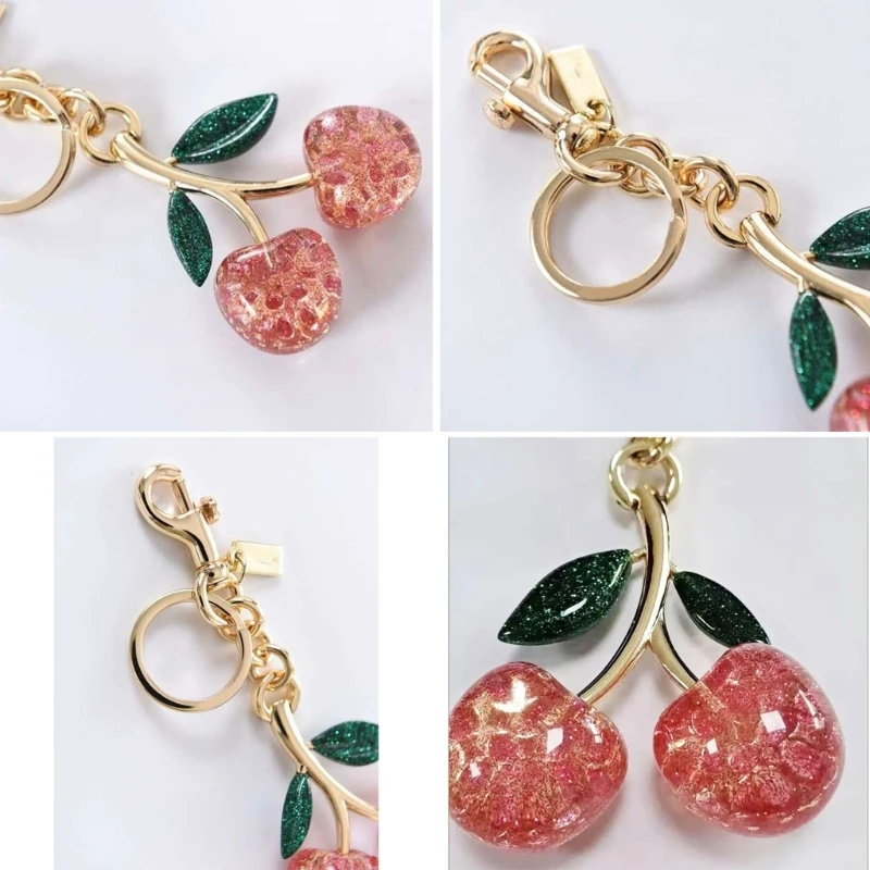 Unique and Cherry Bag Charm Decorations Elegant Resin Cherry Keychain Pendant Charm with Bright Colors for Bag Key