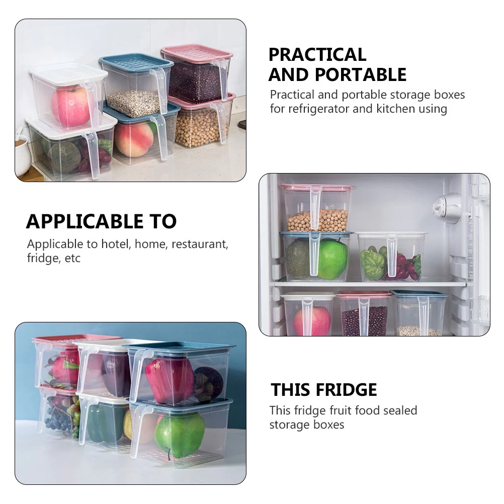 

4PCS Food Storage Boxes Kitchen Fridge Containers Vegetable Home Hotel Restaurant Dustproof Tidy Sealed Box