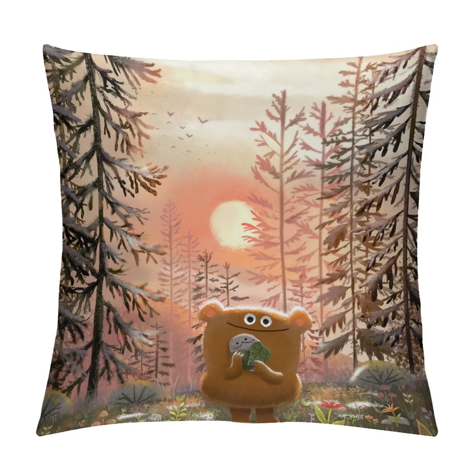 Velvet Living Room Furniture Inlaid Cushion Decorative Scandinavian Sofa Pillow Cover Bed Backrest Brown  Panda