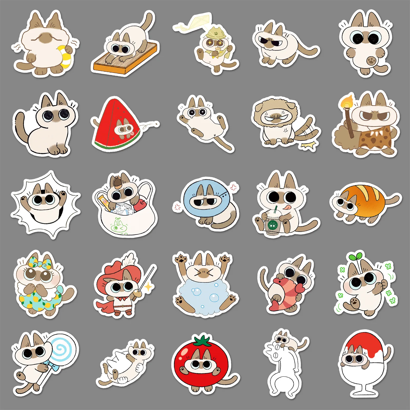 

10/50PCS Kawaii Siamese kitten Stickers Cute Cat Sticker Cartoon Animal Graffiti Toy Fridge Luggage Laptop Phone Guitar Decal