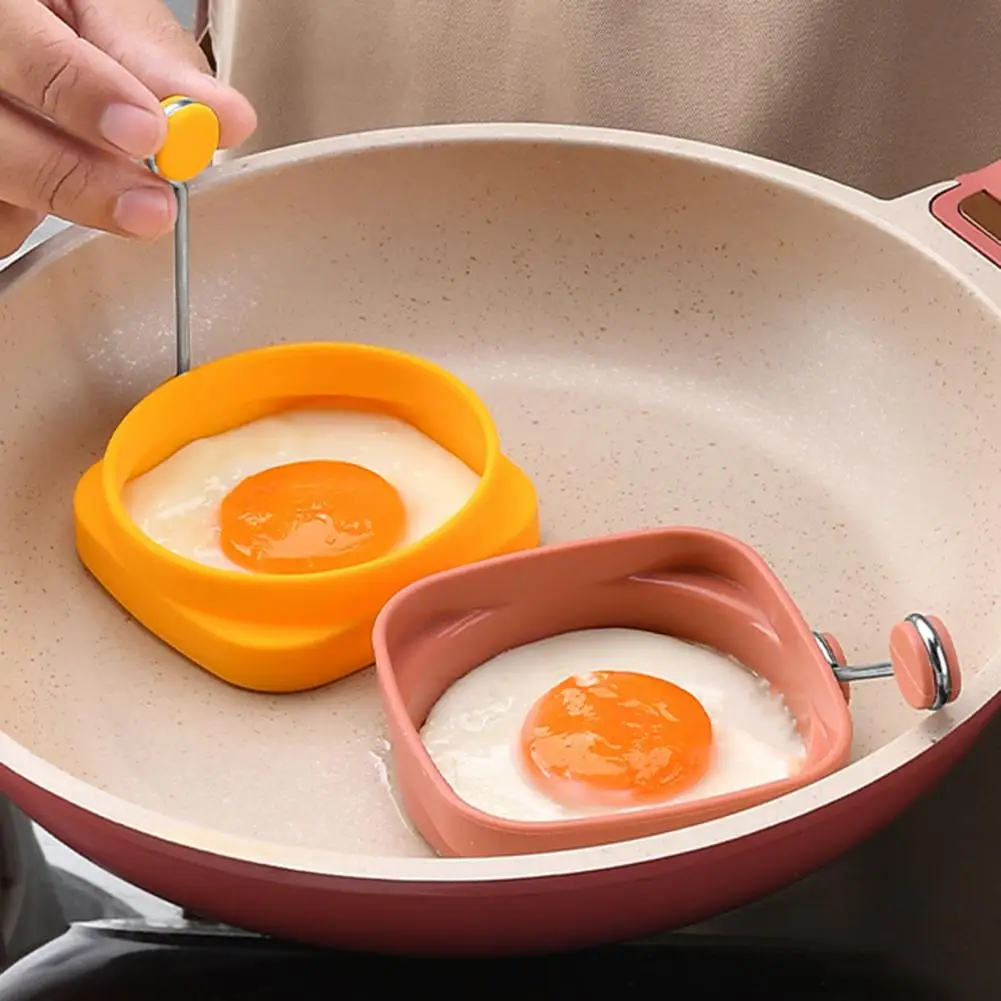 8cm Square/Round 2 In 1 Fried Egg Mold Silicone Double-sided Egg Fryer Mould Gadget Breakfast Bento Tools Pancake Ring Kitchen