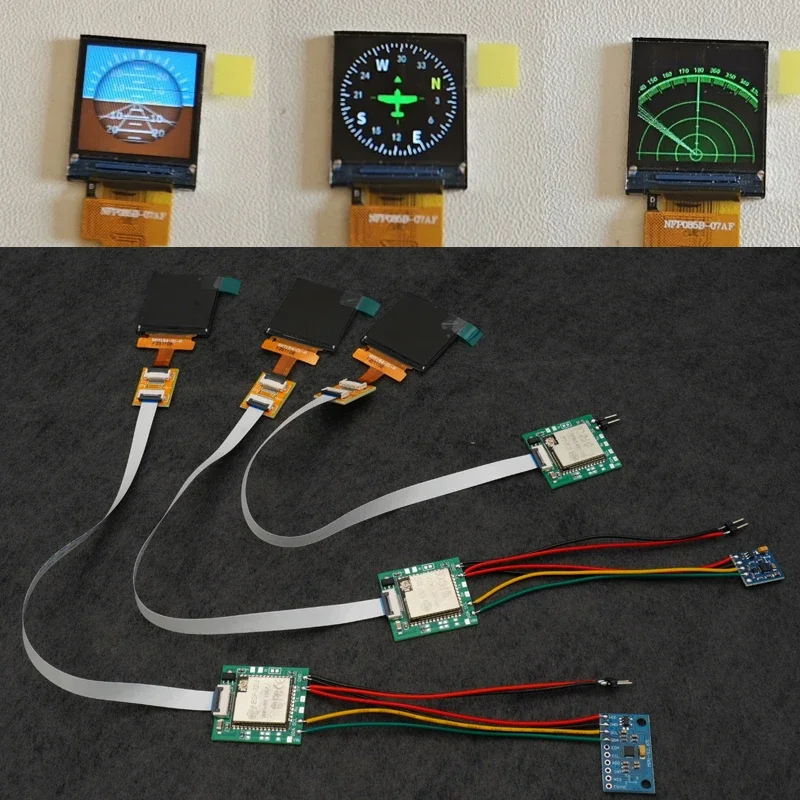 BaMasRC Plane Flight Simulator Cockpit 1.54inch Screen Attitude Indicator/Compass/Radar Interface 4.8-5.2V Dashboard Instrument