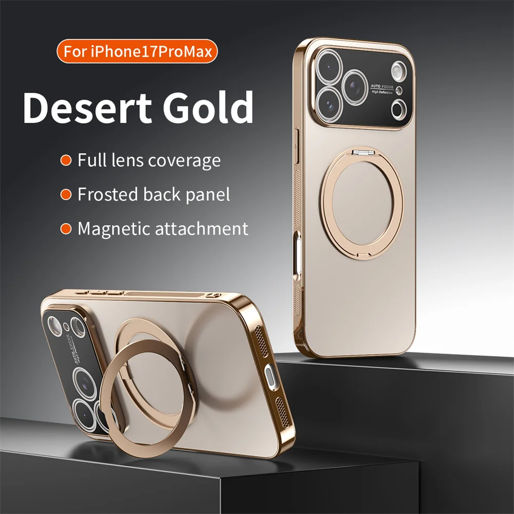 Magnetischer Ring, drehbarer, zusammenklappbarer Ständer, Handyhülle für iPhone 18 Pro Max, 17, 16, 15, 14, 13, mit Objektivschutz, einfarbige Hülle. – Detail 19