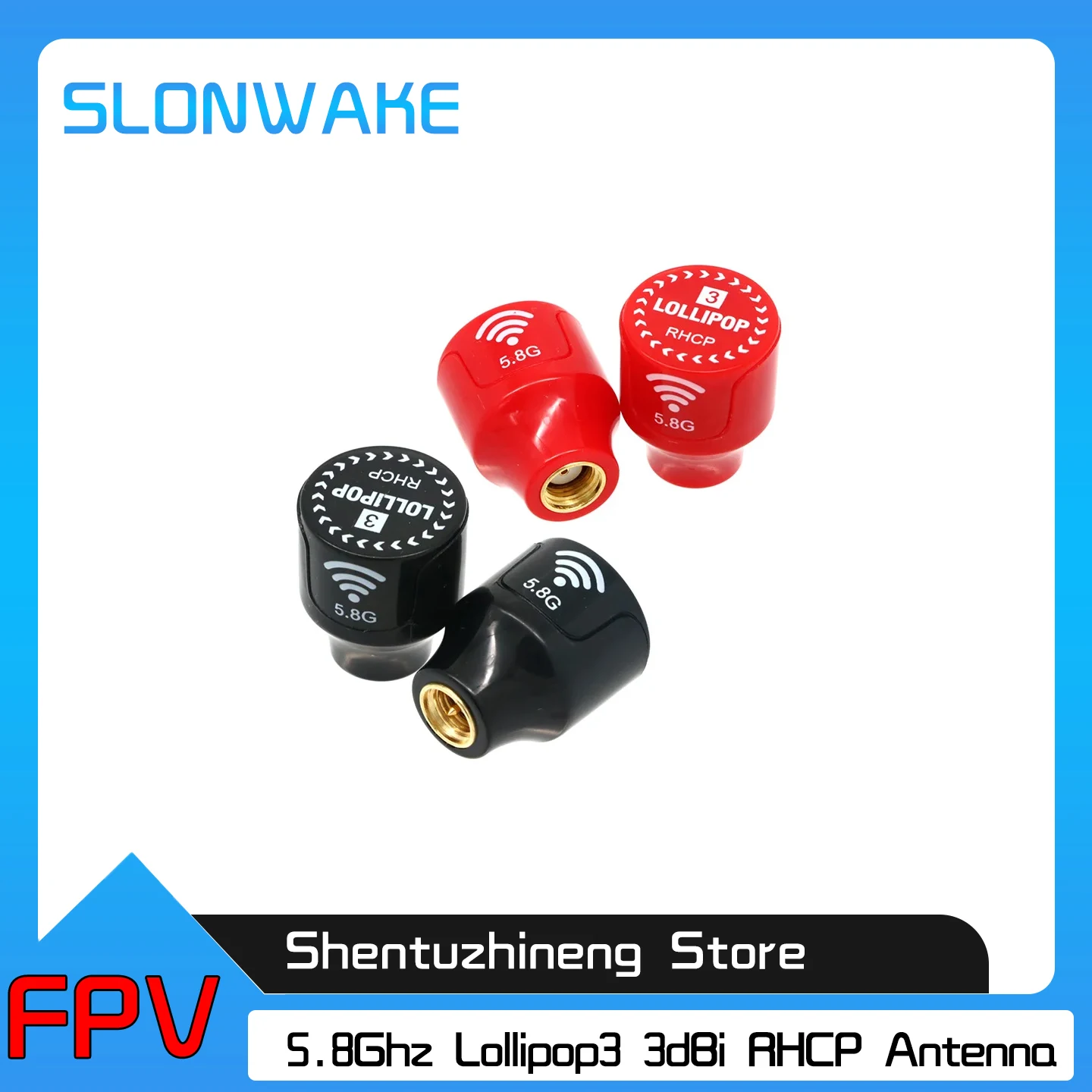 5.8GHz Lollipop2 FPV Antenna | 3dBi RHCP Directional High Gain + SMA/RP-SMA for RC FPV Racing Drone Transmitter
