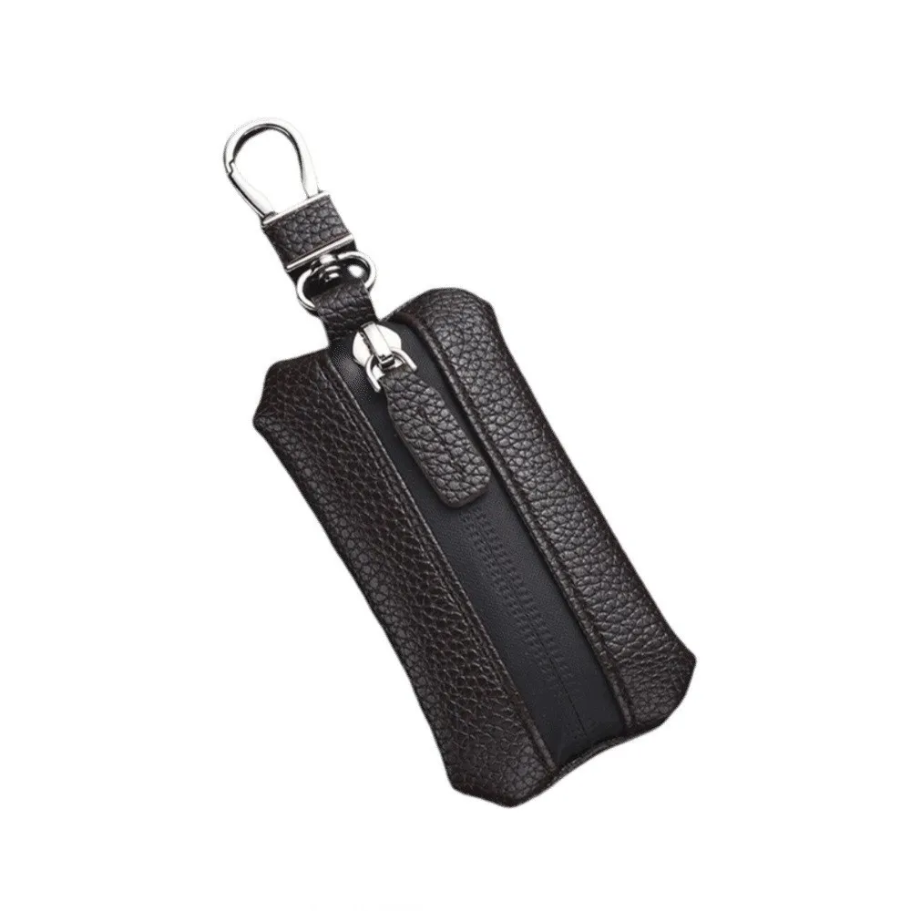 Luxury Car Key Bag Large Capacity Zipper Closure Mini Storage Bag Protection Cover Coin Storage Leather Key Case