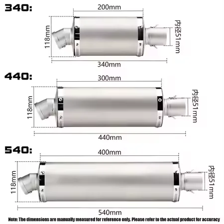 Système d'échappement universel pour moto, 340 440 540 Mm, échappement rétro bleu chromé T118