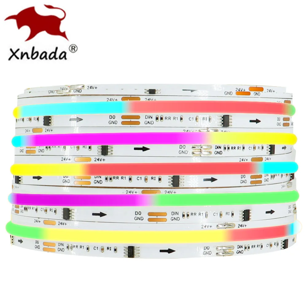 WS2811 FCOB SPI RGB IC LED Light Strip Addressable 720LEDs/m 8mm PCB Dream Color 24V WS2812B High Flexible FOB COB Lights RA90