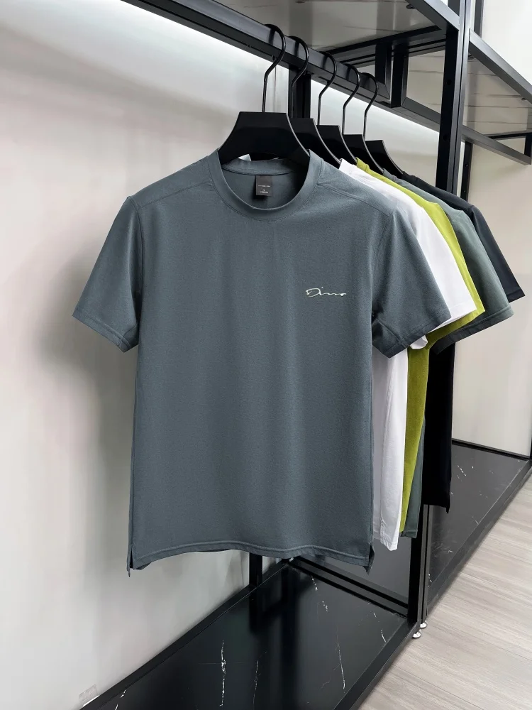 Brand luxury letter embossed short sleeve T-shirt men casual new breathable high-end round neck summer fashion best-selling top