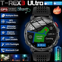 2026 nouveau T-Rex3 Pro 1100mAh batterie montre intelligente GPS chemin 5ATM étanche sport course tracker extérieur boussole militaire Smartwatch 1