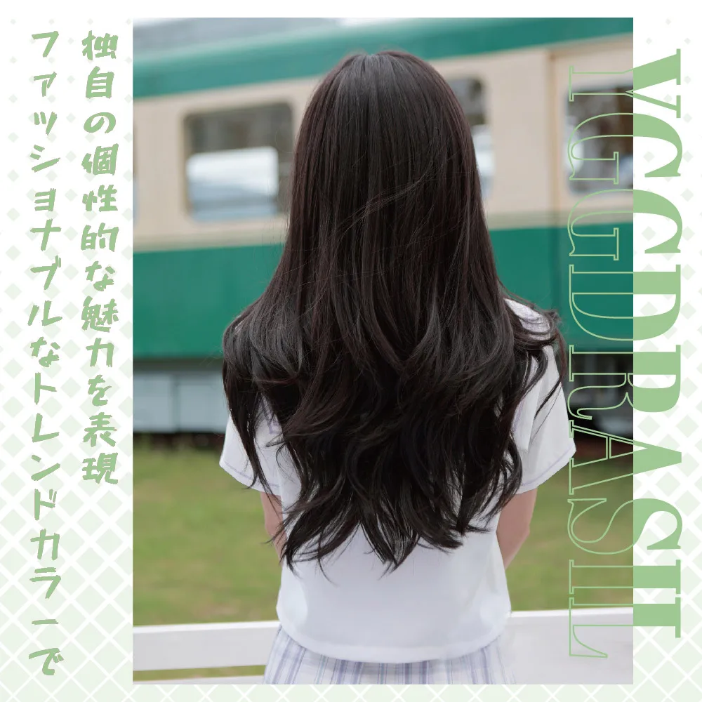 24 بوصة نمط نقي الشاي الداكن براون بيروكات صناعية مع الانفجارات متوسطة شعر طبيعي مستقيم شعر مستعار للنساء الاستخدام اليومي مقاومة للحرارة