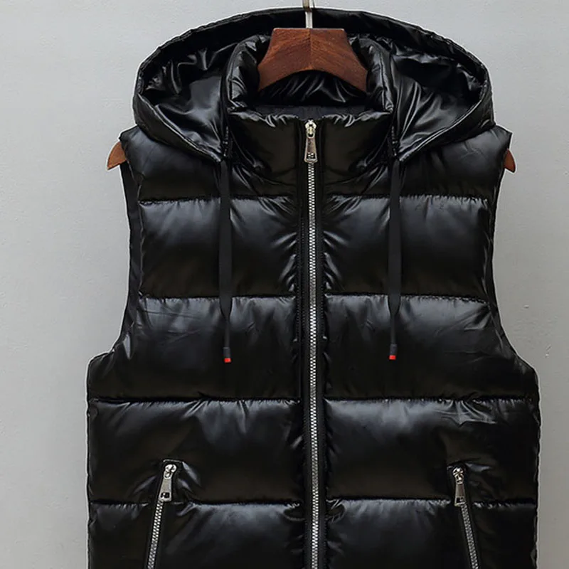

Winter Autumn Warm Sleeveless Jackets Male Fashion Bright Waistcoat Vest Couple Hoodies Coat Clothing Mens Vest Jacket MY621
