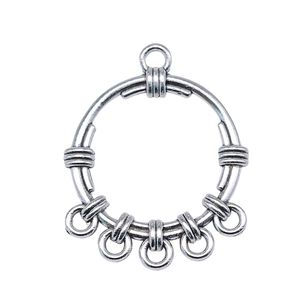 WYSIWYG 4pcs 34x28mm Porous Earring Connector Charms For Jewelry Making Antique Silver Color Findings Earring Connector