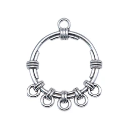 WYSIWYG 4pcs 34x28mm Porous Earring Connector Charms For Jewelry Making Antique Silver Color Findings Earring Connector
