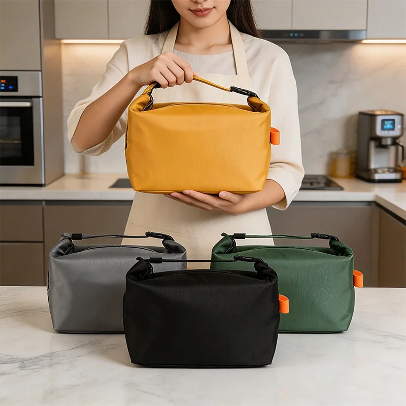 Isolierte Lunchtasche, große Kapazität, faltbar, wasserdicht, mit Aluminiumfolienfutter, Kühlbox für Büro, Reisen und Picknicks. – Detail 2